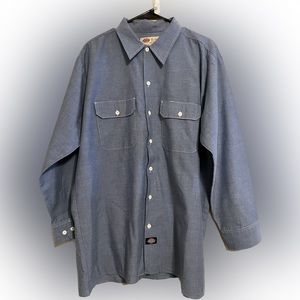 Dickies Authentic Workwear size XL-Tall blue shirt white buttons